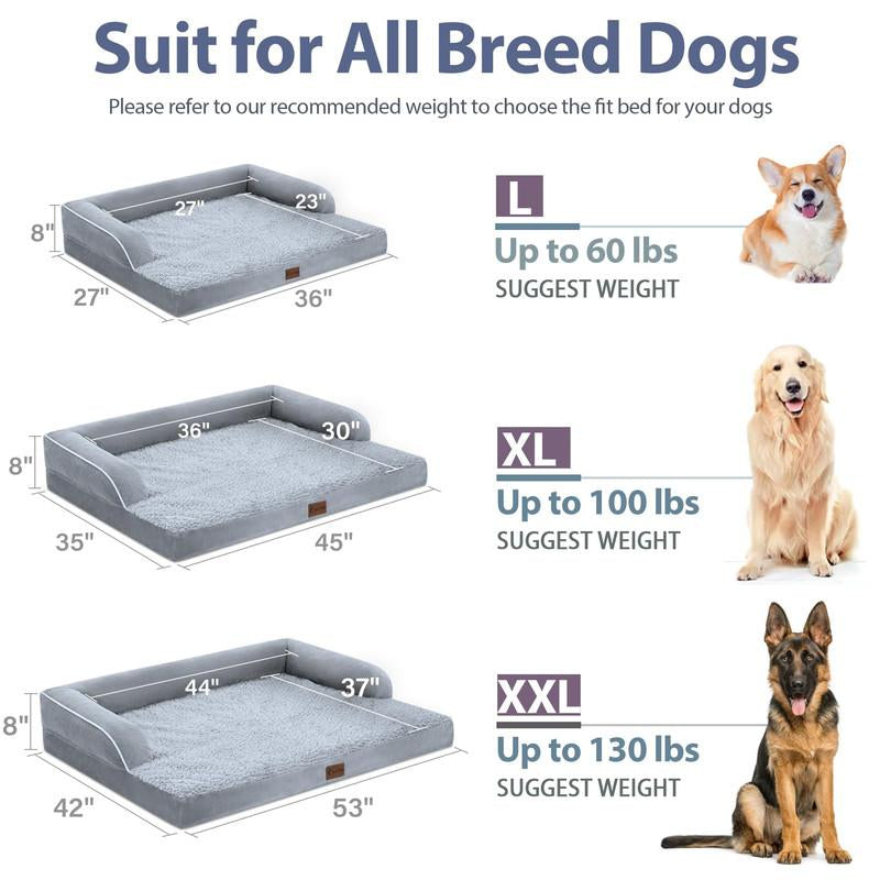 Orthopedic Dog Beds for Extra Large Dogs, Waterproof Xlarge, Memory Foam Couch , Comfy Bolster Pet Bed with Removable Washable Cover, Nonskid Bottom