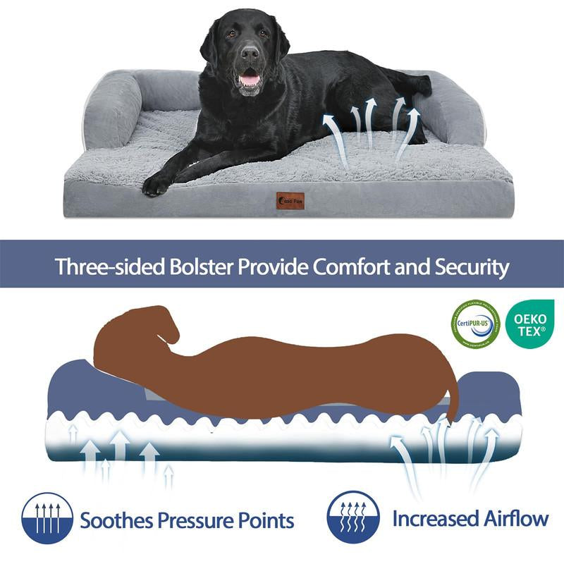 Orthopedic Dog Beds for Extra Large Dogs, Waterproof Xlarge, Memory Foam Couch , Comfy Bolster Pet Bed with Removable Washable Cover, Nonskid Bottom