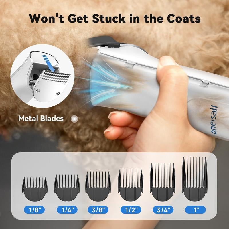 Oneisall Cozy C1 Smart Pet Grooming Vacuum Blow Dryer and Clippers, Dog Grooming Kit for Shedding Drying Trimming Pet'S Hair, 7 Levels of Blow Temperature, Adjustable Air Flow Petgeekdispenser