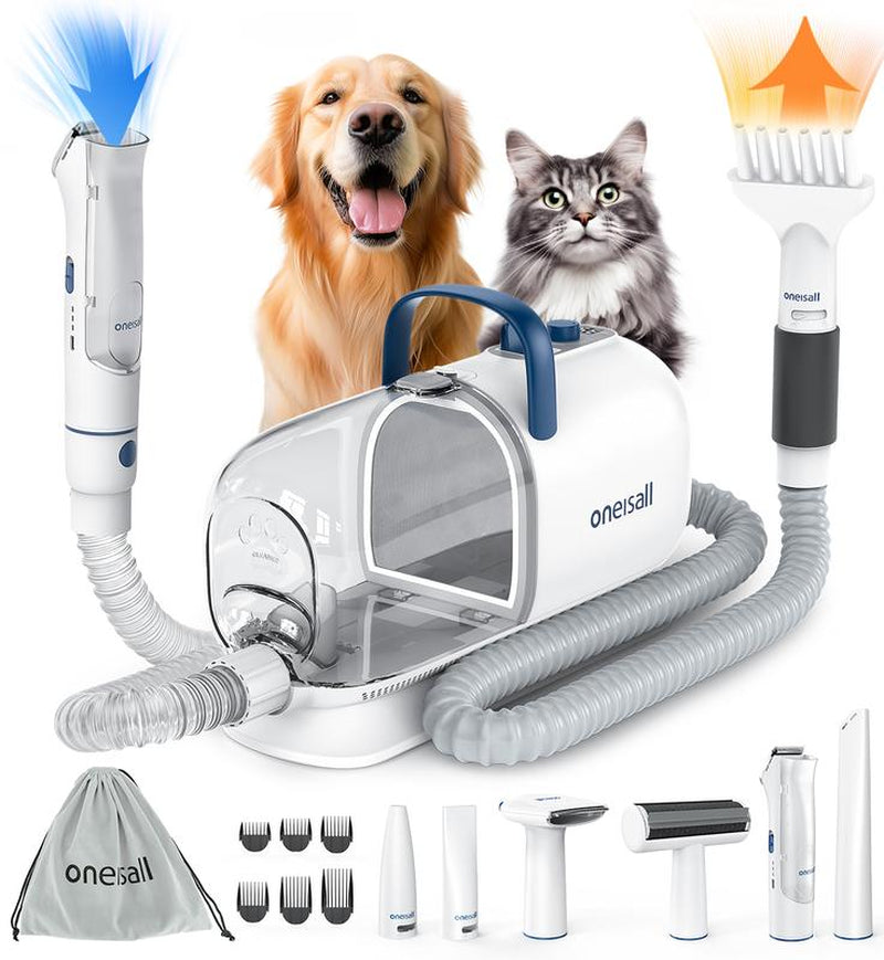 Oneisall Cozy C1 Smart Pet Grooming Vacuum Blow Dryer and Clippers, Dog Grooming Kit for Shedding Drying Trimming Pet'S Hair, 7 Levels of Blow Temperature, Adjustable Air Flow Petgeekdispenser