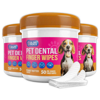 Dr. Paws Choice: Pet Care Finger Wipes for Dental, Ear, and Eye Hygiene. Grooming Cleaner