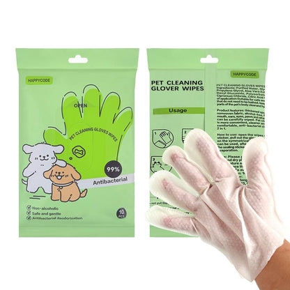 Promotional Price Is Less than $1 for 1 Piece,Pet Glove Wipes for Dogs & Cats 10 PCS , Hypoallergenic Disposable Wipes , Non-Rinse, Safe and Hygiene,Essential for Pet Owners