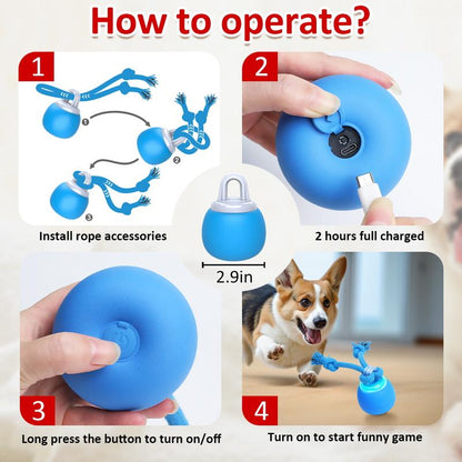 【Shipped from Usa】Outdoorfun Interactive Dog Toys Ball,Dog Enrichment Toy,Motion Activated Rolling Squeaky Ball for Small/Medium Dogs, Automatic Moving Dog Toy Wicked Ball for Boredom & Daily Training, USB Rechargeable Outdoor Fun Toy Puppy Dog Toys