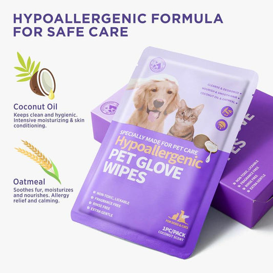 HICC PET Pet Glove Wipes，Freshening Grooming Dog&Cat Disposable 20Pcs Satisfied Gentle Fresh Breath Outdoor No-Clean Hypoallergenic Facial Pet Wipes Disposable No-Rinse Grooming Formulated for Dogs Petwipes Deodorizing Cleaner Cleaning #Cozyvibes #Petlife