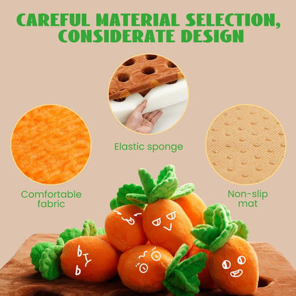 Nocciola 12 PCS Carrot Squeaky Dog Toys with Puzzle Feeding Carrot Patch,Dog Enrichment Toys for Hide and Seek, Puzzle Toys for Small and Medium Dogs