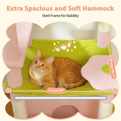 PAWZ Road 72-Inch Flower/Cactus Cat Tree for Indoor Cat, with Sisal-Covered Scratching Posts, Padded Perches, Condos, and Basket（Gray/Dark Gray/Beige） Pet Supplies Home Cattree