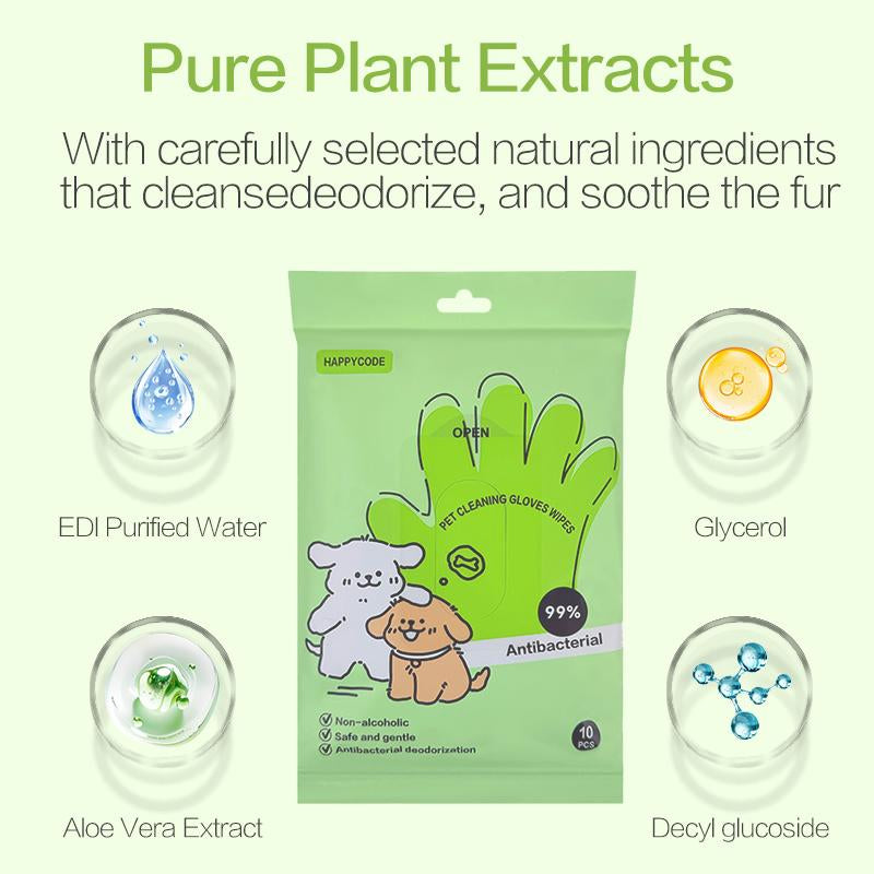 Promotional Price Is Less than $1 for 1 Piece,Pet Glove Wipes for Dogs & Cats 10 PCS , Hypoallergenic Disposable Wipes , Non-Rinse, Safe and Hygiene,Essential for Pet Owners