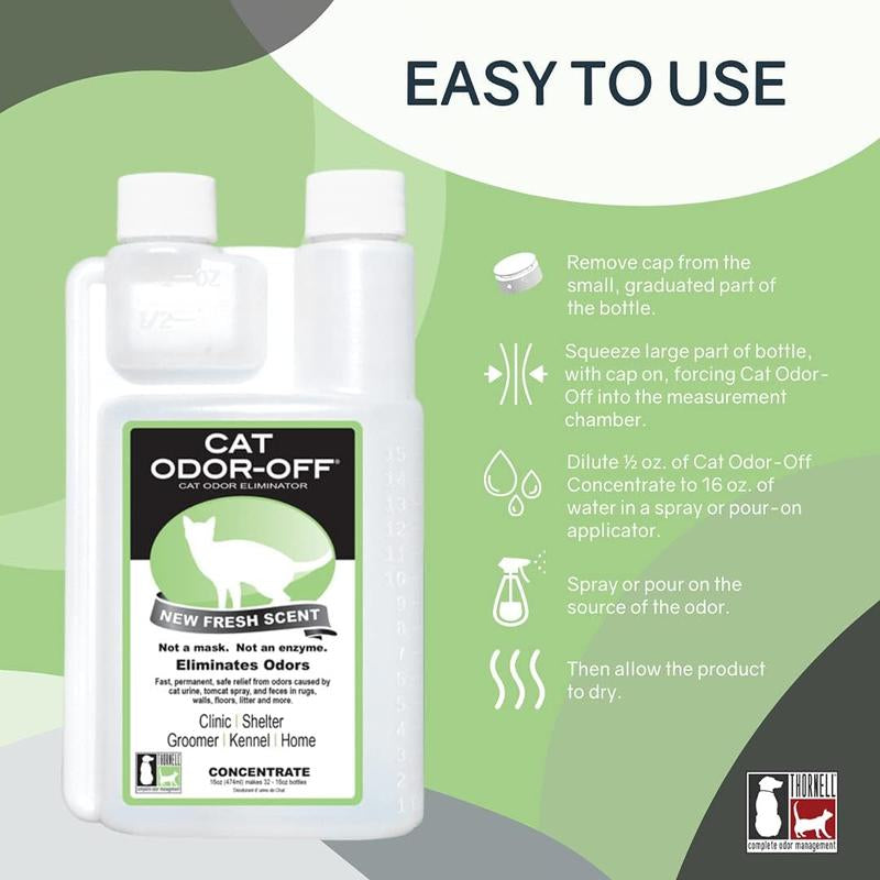 Cat Odor-Off Fresh Scent Concentrate Pet Smell Odor Eliminator Bundle – Cat Odor Eliminator Concentrate for Pet Urine, Fresh or Original Scent