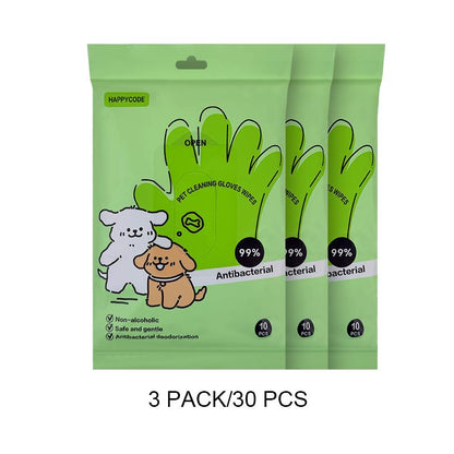Promotional Price Is Less than $1 for 1 Piece,Pet Glove Wipes for Dogs & Cats 10 PCS , Hypoallergenic Disposable Wipes , Non-Rinse, Safe and Hygiene,Essential for Pet Owners