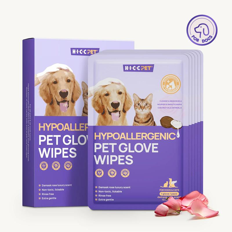 HICC PET Pet Glove Wipes，Freshening Grooming Dog&Cat Disposable 20Pcs Satisfied Gentle Fresh Breath Outdoor No-Clean Hypoallergenic Facial Pet Wipes Disposable No-Rinse Grooming Formulated for Dogs Petwipes Deodorizing Cleaner Cleaning #Cozyvibes #Petlife