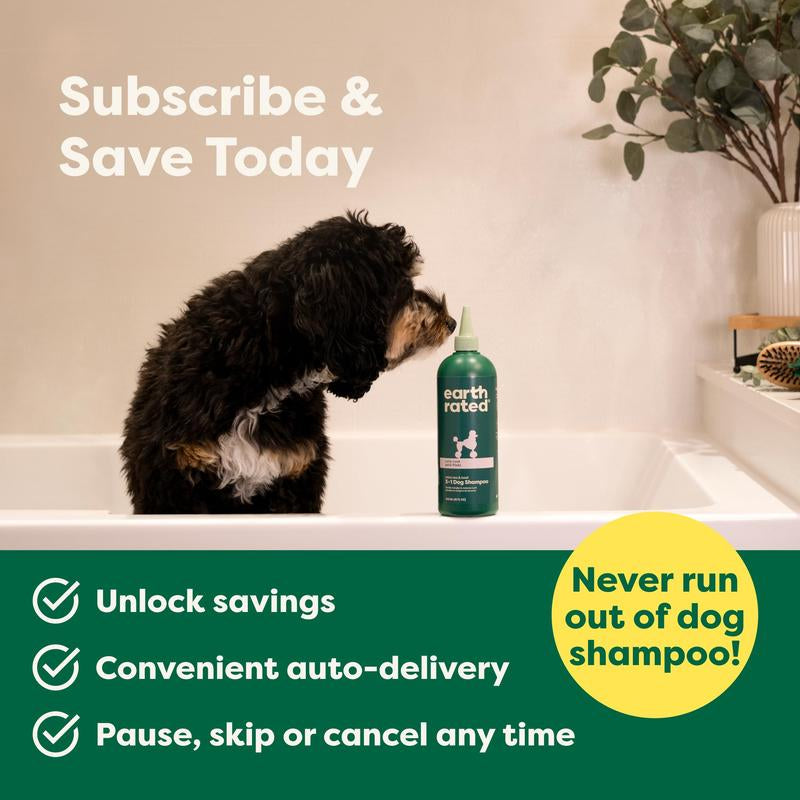 Earth Rated Coat-Specific 3-In-1 Curly & Wavy Coated Dog & Puppy Shampoo, Conditioner and Deodorizer, Formulated to Tackle Tangles and Restore Curls, Refreshing White Tea & Basil Scent, 16 Oz.