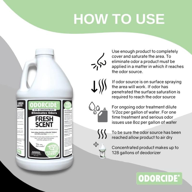 Odorcide Odor Eliminator Concentrate: Remove Strong Odor on Carpets, Hardwood & More - Smoke, Sweat & Pet Odor Eliminator 64 Oz and Gallon