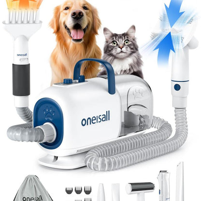 Oneisall Cozy C1 Smart Pet Grooming Vacuum Blow Dryer and Clippers, Dog Grooming Kit for Shedding Drying Trimming Pet'S Hair, 7 Levels of Blow Temperature, Adjustable Air Flow Petgeekdispenser