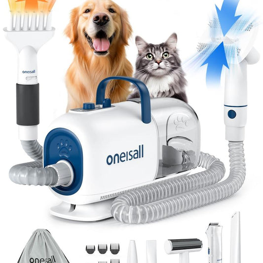 Oneisall Cozy C1 Smart Pet Grooming Vacuum Blow Dryer and Clippers, Dog Grooming Kit for Shedding Drying Trimming Pet'S Hair, 7 Levels of Blow Temperature, Adjustable Air Flow Petgeekdispenser
