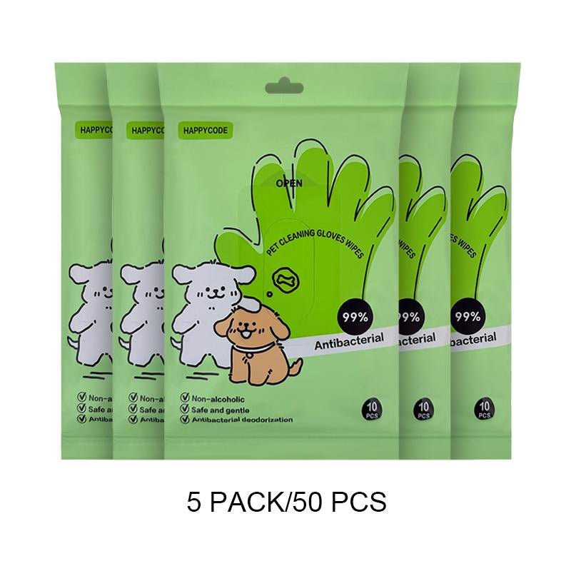 Promotional Price Is Less than $1 for 1 Piece,Pet Glove Wipes for Dogs & Cats 10 PCS , Hypoallergenic Disposable Wipes , Non-Rinse, Safe and Hygiene,Essential for Pet Owners