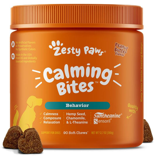 Zesty Paws Calming Bites for Dogs, Dog Composure & Calming Chews, Relief Soft Chew Pet Treats for Everyday Stress Support