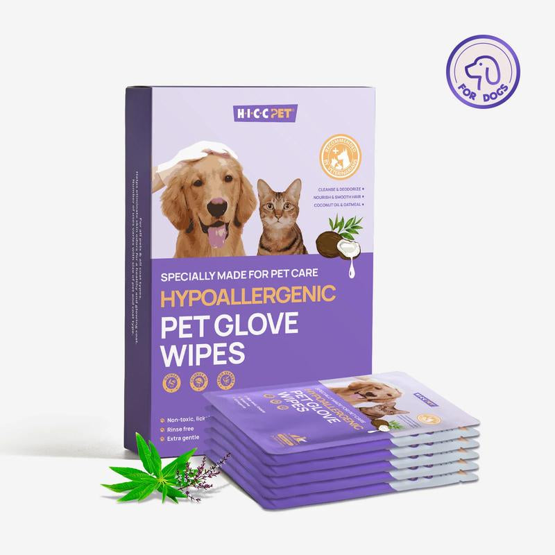 HICC PET Pet Glove Wipes，Freshening Grooming Dog&Cat Disposable 20Pcs Satisfied Gentle Fresh Breath Outdoor No-Clean Hypoallergenic Facial Pet Wipes Disposable No-Rinse Grooming Formulated for Dogs Petwipes Deodorizing Cleaner Cleaning #Cozyvibes #Petlife