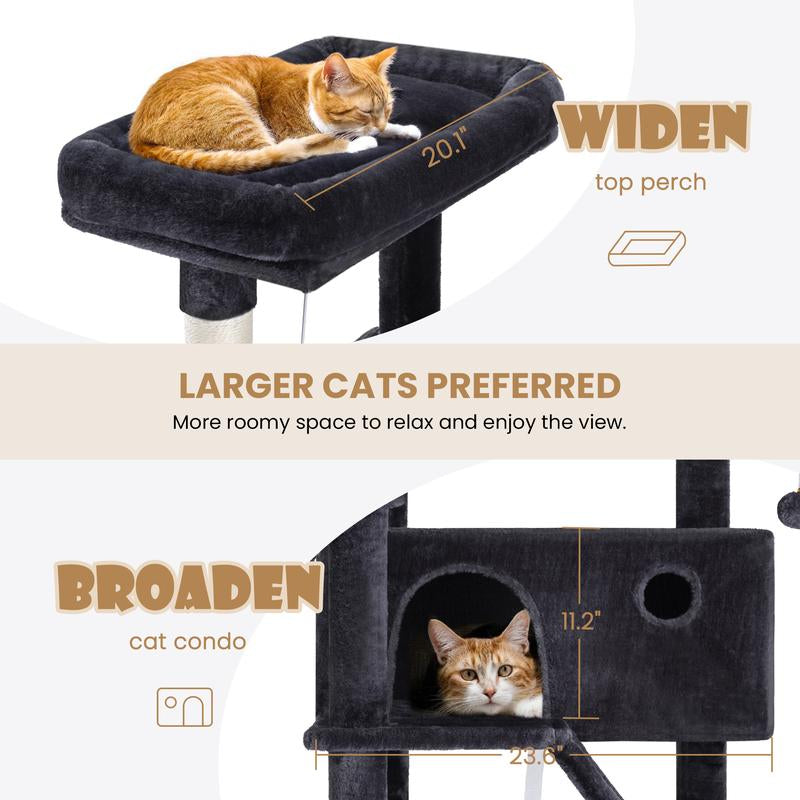 【Deals for You】Sha CERLIN 81In Multi-Level Tall Cat Tree Tower for Indoor Kitties/Larger Cat Condo Furniture with Hammock/Cozy Pussycat Perches/Sisal Scratching Posts/Pet House/Wide Base/White & Black Spot#Fathersdaygift