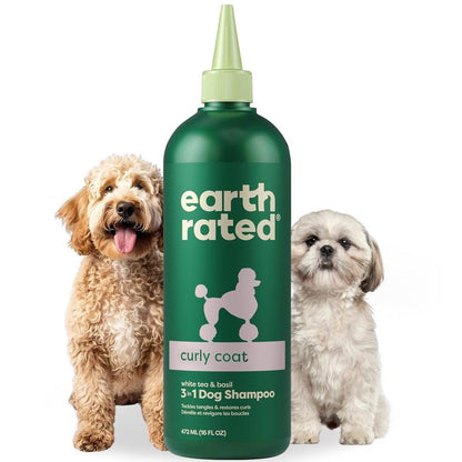 Earth Rated Coat-Specific 3-In-1 Curly & Wavy Coated Dog & Puppy Shampoo, Conditioner and Deodorizer, Formulated to Tackle Tangles and Restore Curls, Refreshing White Tea & Basil Scent, 16 Oz.