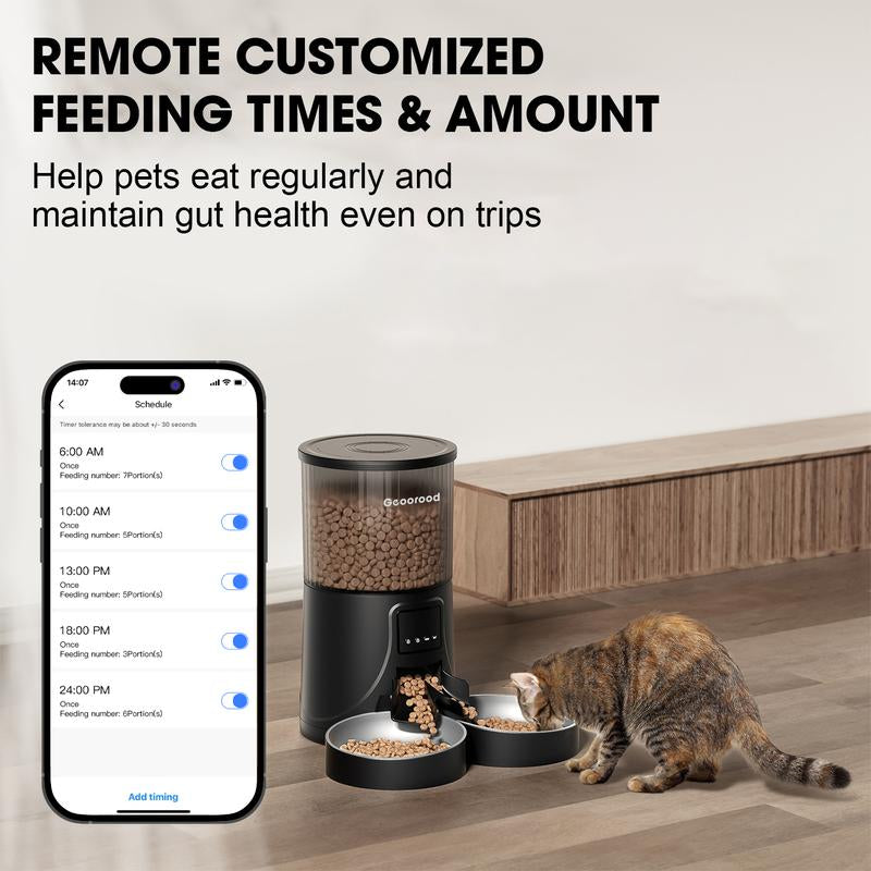 【Geoorood】4L Automatic Cat Feeder for 2 Cats with Camera| Dual Stainless Steel Bowls | App-Controlled with Camera | Real-Time Video Chat | Ideal for Cats & Dogs ! #1