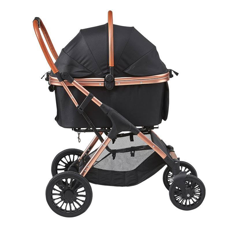 VEVOR Pet Stroller, 4 Wheels Dog Stroller Rotate with Brakes, 66 Lbs Weight Capacity, Puppy Stroller with Detachable Carrier, Storage Basket and Pet Pad, for Small to Medium Sized Dogs, Black