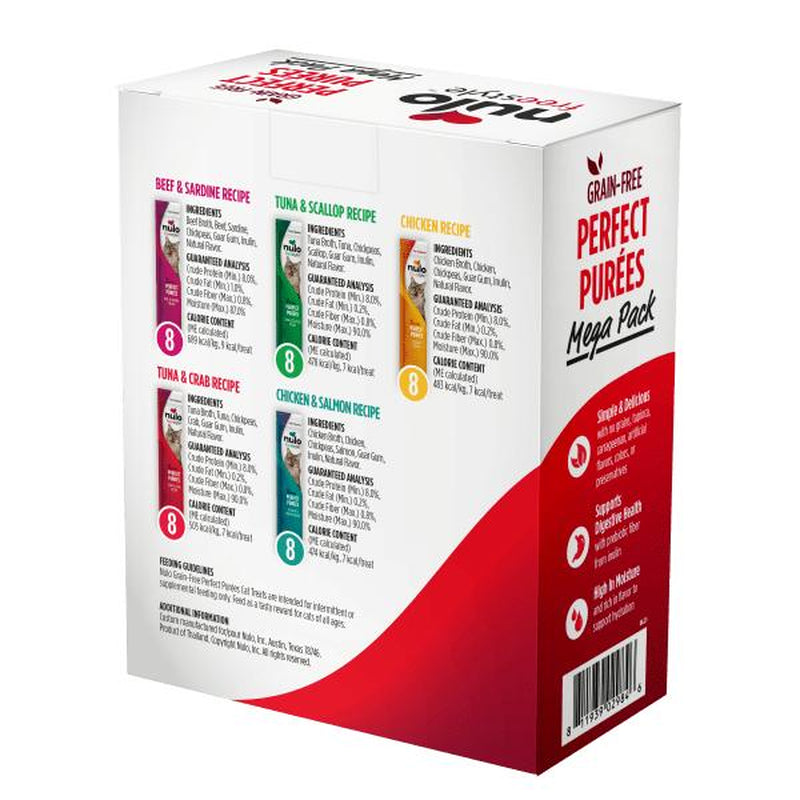 Nulo Cat Lickable, Squeezable Puree Treats 40-Count Variety Pack, 5 Unique Flavors: Beef, Sardine, Chickpeas, Chicken, Salmon