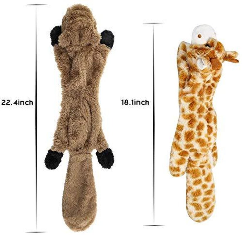 Nocciola 5 PCS Jungle Series Crinkle Dog Toys, No Stuffing Squeaky Dog Toys with Double Layer Reinforced Fabric, Squirrel Fox Cow Dog Toys for Small to Large Dogs, Toybox Canine