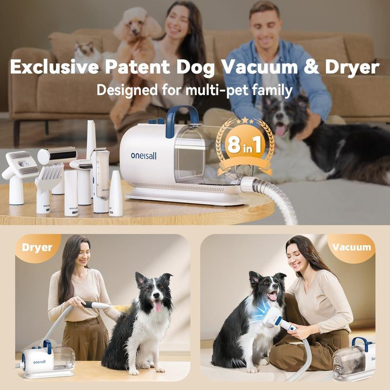 Oneisall Cozy C1 Smart Pet Grooming Vacuum Blow Dryer and Clippers, Dog Grooming Kit for Shedding Drying Trimming Pet'S Hair, 7 Levels of Blow Temperature, Adjustable Air Flow Petgeekdispenser