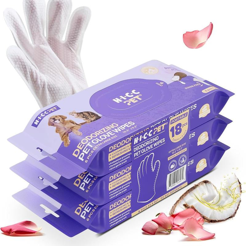 HICC PET Pet Glove Wipes，Freshening Grooming Dog&Cat Disposable 20Pcs Satisfied Gentle Fresh Breath Outdoor No-Clean Hypoallergenic Facial Pet Wipes Disposable No-Rinse Grooming Formulated for Dogs Petwipes Deodorizing Cleaner Cleaning #Cozyvibes #Petlife