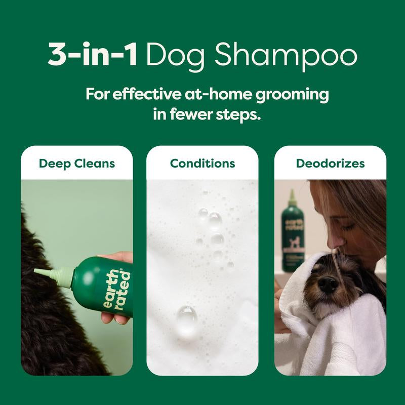 Earth Rated Coat-Specific 3-In-1 Curly & Wavy Coated Dog & Puppy Shampoo, Conditioner and Deodorizer, Formulated to Tackle Tangles and Restore Curls, Refreshing White Tea & Basil Scent, 16 Oz.