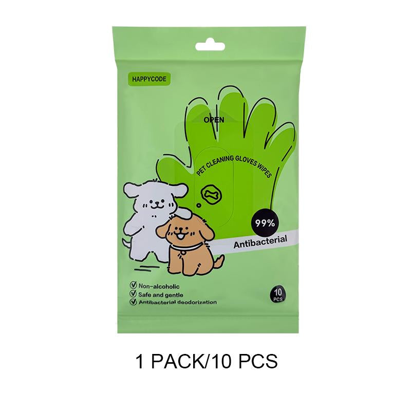 Promotional Price Is Less than $1 for 1 Piece,Pet Glove Wipes for Dogs & Cats 10 PCS , Hypoallergenic Disposable Wipes , Non-Rinse, Safe and Hygiene,Essential for Pet Owners