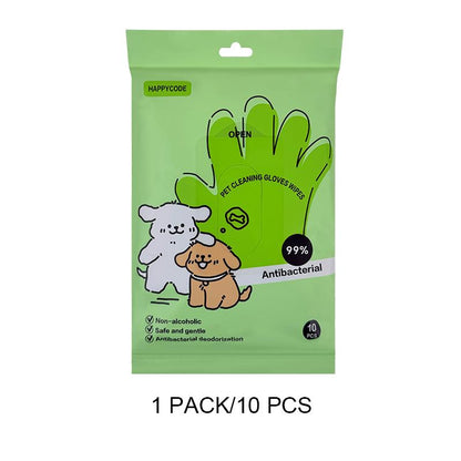 Promotional Price Is Less than $1 for 1 Piece,Pet Glove Wipes for Dogs & Cats 10 PCS , Hypoallergenic Disposable Wipes , Non-Rinse, Safe and Hygiene,Essential for Pet Owners