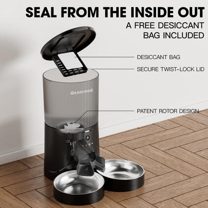 【Geoorood】4L Automatic Cat Feeder for 2 Cats with Camera| Dual Stainless Steel Bowls | App-Controlled with Camera | Real-Time Video Chat | Ideal for Cats & Dogs ! #1