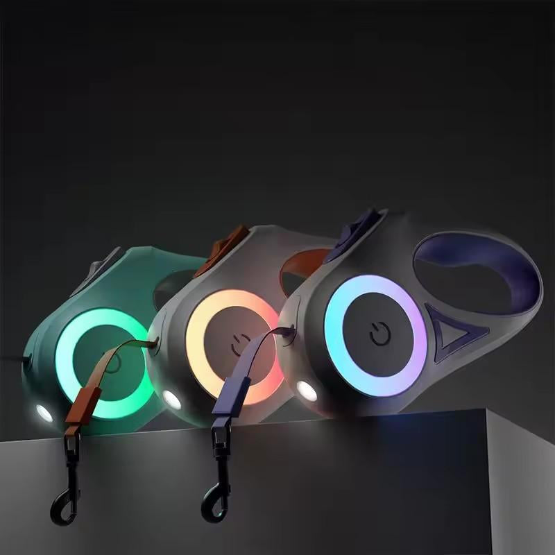 Retractable Dog Leash with LED Flashlight for Pet Walking - Automatic Control for Small to Large Dogs up to 110 Lbs