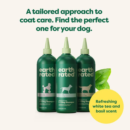 Earth Rated Coat-Specific 3-In-1 Curly & Wavy Coated Dog & Puppy Shampoo, Conditioner and Deodorizer, Formulated to Tackle Tangles and Restore Curls, Refreshing White Tea & Basil Scent, 16 Oz.