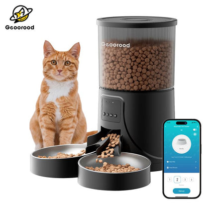 【Geoorood】4L Automatic Cat Feeder for 2 Cats with Camera| Dual Stainless Steel Bowls | App-Controlled with Camera | Real-Time Video Chat | Ideal for Cats & Dogs ! #1