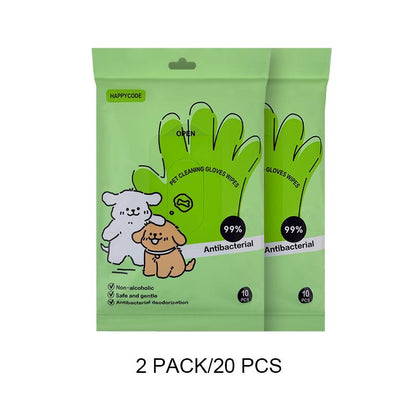 Promotional Price Is Less than $1 for 1 Piece,Pet Glove Wipes for Dogs & Cats 10 PCS , Hypoallergenic Disposable Wipes , Non-Rinse, Safe and Hygiene,Essential for Pet Owners